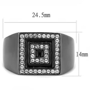 TK3220 - IP Light Black (IP Gun) Stainless Steel Ring with Top Grade Crystal in Clear