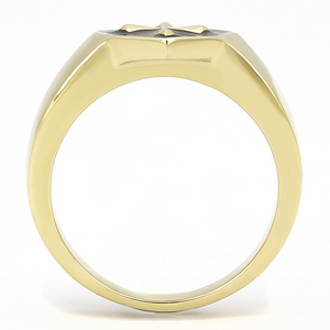 TK3268 - IP Gold(Ion Plating) Stainless Steel Ring with Epoxy in Jet
