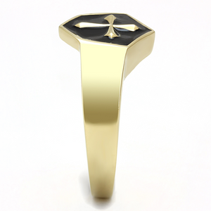 TK3268 - IP Gold(Ion Plating) Stainless Steel Ring with Epoxy in Jet