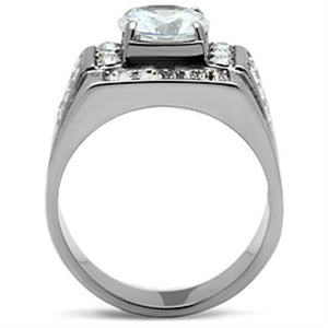 TK348 - High polished (no plating) Stainless Steel Ring with AAA Grade CZ in Clear