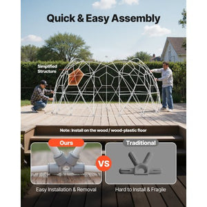 Garden Dome Igloo, 12 x 7.2 ft Outdoor Clear Bubble Tent for 4-7 Person, Weatherproof Geodesic Dome Greenhouse with Window, PVC Igloo Tent for Backyard Patios Camping Party Wedding