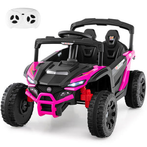 12V Kids Ride On Car UTV Electric Vehicle with LED Lights Music and Horn-Hot Pink - Color: Hot Pink