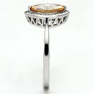 TS098 - Rhodium 925 Sterling Silver Ring with AAA Grade CZ in Champagne