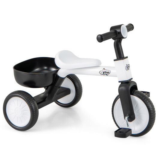 Toddler Convertible Trike with 86? Limited Steering Angle and Carbon Steel Frame-White