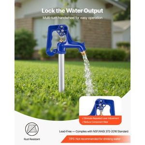 Frost Proof Yard Hydrant, 6.22FT Freeze-Proof Outdoor Faucet with 48" Bury Depth, 3/4" NPT Pipe Connection, Lever Handle + Handwheel, No Lead Freezeless Hydrant for Yard Garden Farm Irrigation