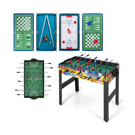 Multi-Game Table Set with Foosball Air Hockey Pool Chess and Ping Pong