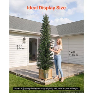 Artificial Topiary Cedar Tree 8 Ft Set of 2 with Pot Greenery Decor, Premium PE Fake Trees, Year-Round Indoor & Outdoor Faux Green Plant for Front Door, Entryway, Porch, Balcony, Patio, Garden