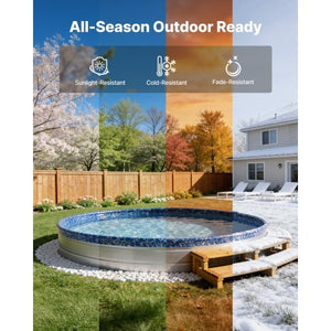 10ft Pool Liner, Round Overlap Swimming Pool Liner for 27.5 in Wall Height, Heavy Gauge Vinyl, Easy Install with Leak-Proof Patches, Designed for Steel Sided Above-Ground,Outdoor, Crystal