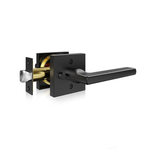 Privacy Door Handle, 5-Pack Matte Black Door Lever, Right or Left Handing Reversible Lever with Keyless Lock, 45? Rotation to Open, Universal Square Interior for Bathroom and Bedroom Doors