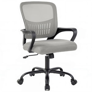 The adjustable rotating back-style computer desk and chair not only offers comfortable lumbar support but also comes with comfortable armrests.