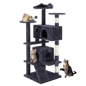 Multi-functional cat tree house cat climbing frame, lounge and recreation area detachable toy, 54in