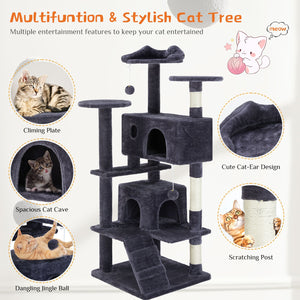 Multi-functional cat tree house cat climbing frame, lounge and recreation area detachable toy, 54in