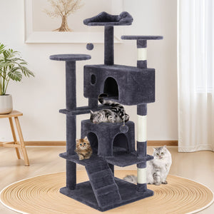 Multi-functional cat tree house cat climbing frame, lounge and recreation area detachable toy, 54in