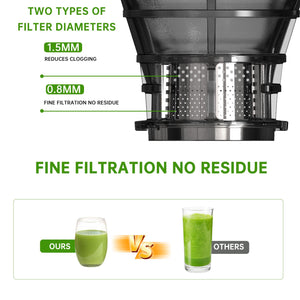 Cold juicer, chewable juicer, wide feeding trough for easy cleaning, suitable for whole vegetables and fruits