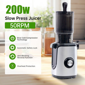 Cold juicer, chewable juicer, wide feeding trough for easy cleaning, suitable for whole vegetables and fruits
