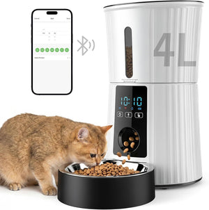 Intelligent feeder, equipped with WiFi application control function, a 4-liter capacity intelligent pet food dispenser specifically for cats and