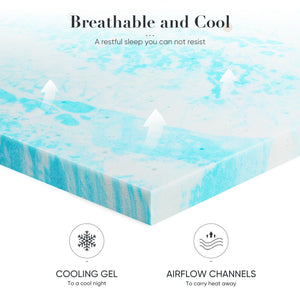 2-3 Inch Gel Memory Foam Mattress Topper Full Size Cooling Mattress Soft and Breathable Bed Topper School Bedroom Furniture