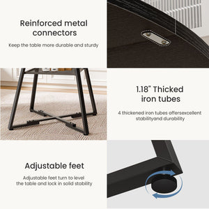 Round table, suitable for 4 to 6 people, a space-saving kitchen table with double-layer storage function, metal base frame