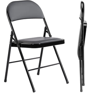 Folding Chair, Leather Padded Folding Chairs, Easy to Use and Store, Outdoor and Indoor, for Home, Office, Party, Comfy
