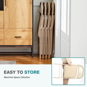 Folding Chair, Leather Padded Folding Chairs, Easy to Use and Store, Outdoor and Indoor, for Home, Office, Party, Comfy