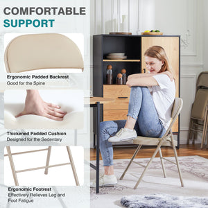 Folding Chair, Leather Padded Folding Chairs, Easy to Use and Store, Outdoor and Indoor, for Home, Office, Party, Comfy
