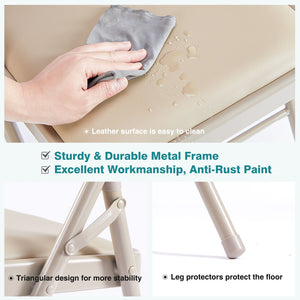 Folding Chair, Leather Padded Folding Chairs, Easy to Use and Store, Outdoor and Indoor, for Home, Office, Party, Comfy