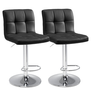 Bar Stools Set of 2, Counter Height Barstools,Square Seat Cushion Barstool with Back, Height Adjustable PU Leather Swivel Barstool