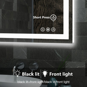 Anti-fog LED Bathroom Mirror with Dual Light Source and Three Lighting Modes