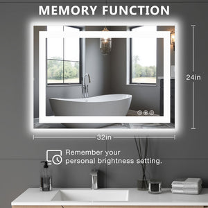 Anti-fog LED Bathroom Mirror with Dual Light Source and Three Lighting Modes