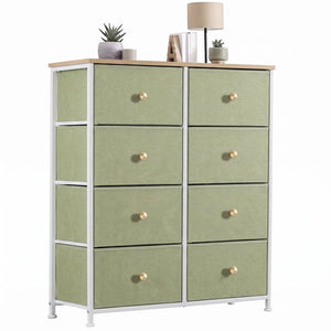 8-Drawer Fabric Dresser with Solid Wood Top, Tall Storage Chest for Bedroom, Living Room, Or Entryway, Ideal As a Tower Cabinet, Hallway Organize