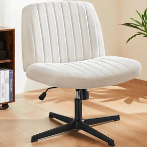 Cross Legged Office Living Room Rocking Gaming Chair Armless Wide Desk Adjustable Swivel Fabric Task Vanity Home Office