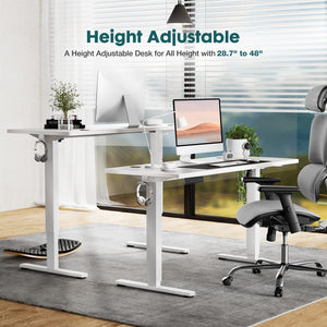 Ergonomic Height Adjustable Table with T-Shaped Metal Bracket Modern Computer Workstations,40'' x 24"in