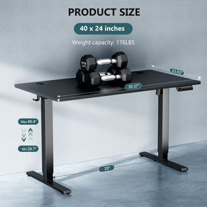 Ergonomic Height Adjustable Table with T-Shaped Metal Bracket Modern Computer Workstations,40'' x 24"in