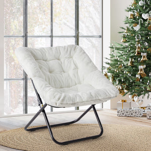Comfy Chair for Adults, Soft Faux Fur Folding Lounge,Large Size Foldable