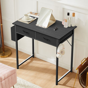 Computer Desk Small Home Office Bedroom Writing Study PC Table with Storage Space Fabric Side Bag Headphone Hook Metal Frame Adjustable