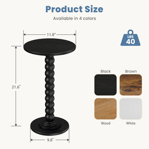Round side table, equipped with solid wood legs, suitable for use as a multi-functional beverage table in living rooms, bedrooms and corners.