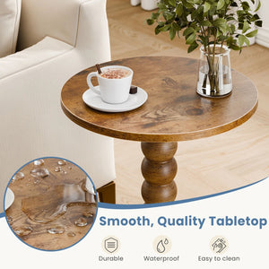 Round side table, equipped with solid wood legs, suitable for use as a multi-functional beverage table in living rooms, bedrooms and corners.