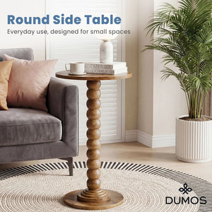Round side table, equipped with solid wood legs, suitable for use as a multi-functional beverage table in living rooms, bedrooms and corners.
