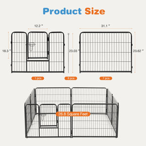 Dog Playpen Indoor Fence Height Metal Exercise Pen with Door Small Puppy/Medium/Large Dogs Animal Pet for Outdoor, Garden, Yard