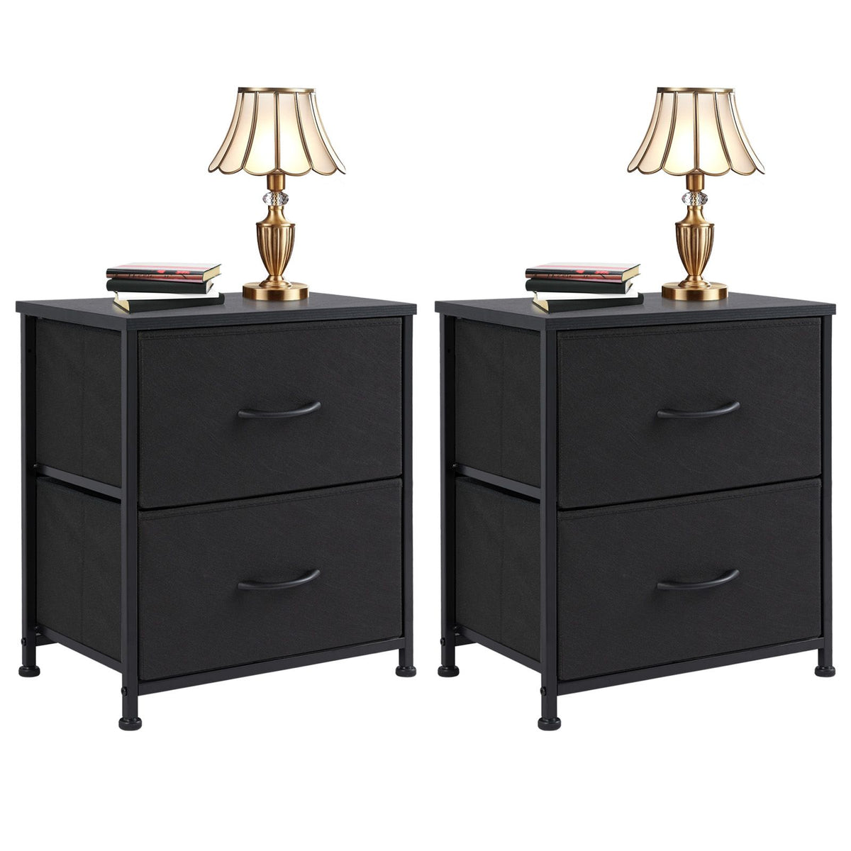 Living Room Cabinet Layers Set of 2 Fabric Drawers Beside Nightstand Table Closet Chest Clothes Display Cabinet Of Furniture