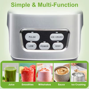 Moothie Blender, Countertop Blenders for Kitchen with 23 34 60oz BPA-Free Portable Cups, Professional Smoothie Maker with Four Programs for Shake