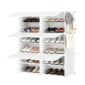 Shoe rack storage cabinet, 8-layer shoe storage cabinet with door, stackable and detachable shoe storage cabinet
