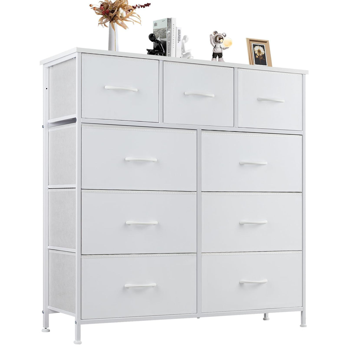Dresser For Bedroom With 9 Fabric Storage Drawer Wardrobe Tall Chest Organizer Closet Adult Kids Clothes Cabinet Furniture
