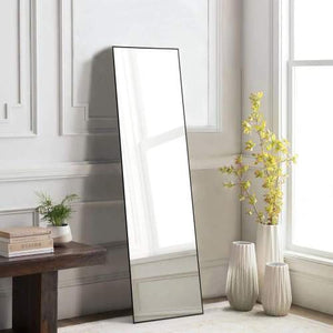 64"x21" Full Body Wall Mirror Standing Hanging or Leaning Wall-Mounted Mirrors with Stand Aluminum Alloy Frame Living Room
