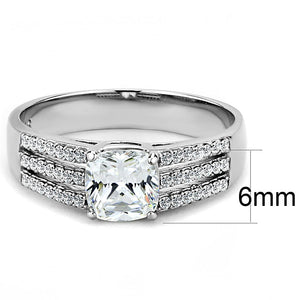 DA020 - High polished (no plating) Stainless Steel Ring with Cubic in Clear