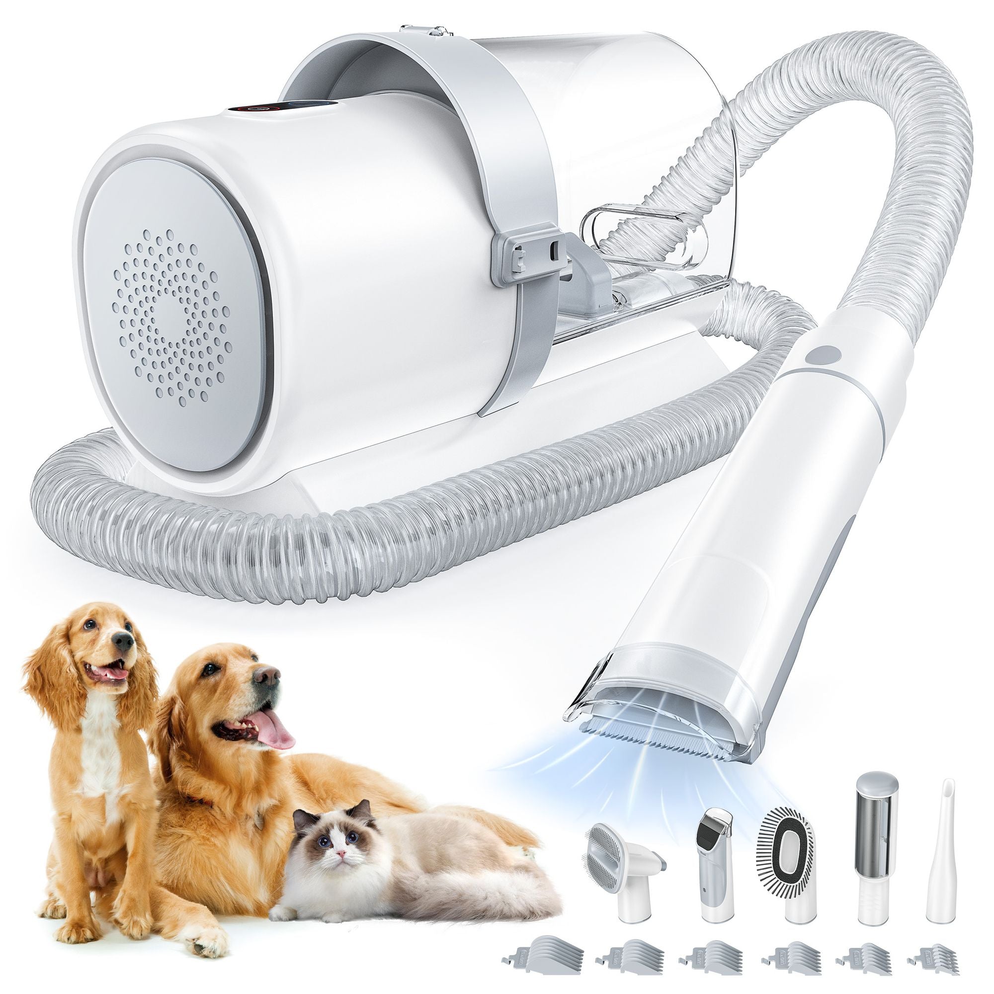 Cordless Dog Grooming Clippers with Suction and 5 Tools