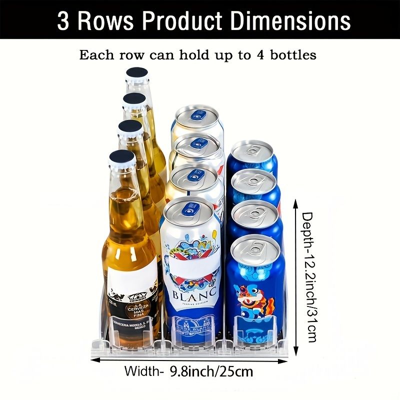 Soda Can Dispenser Organizer – Holds 12 Cans, Self-Pushing for Fridge & Pantry