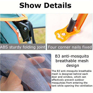 2-3 Person Waterproof Tent with 2 Mosquito Nets