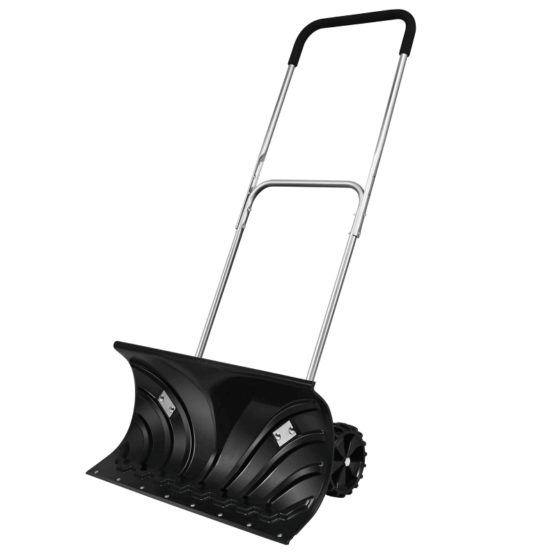 Adjustable Handle Rolling Snow Pusher Shovel - Durable Snow Removal Tool