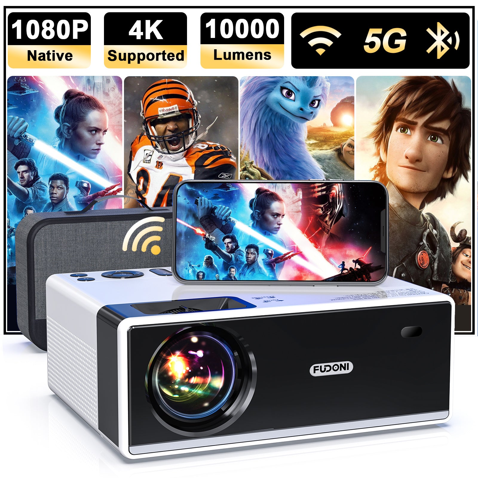 Projector with WiFi and Bluetooth
